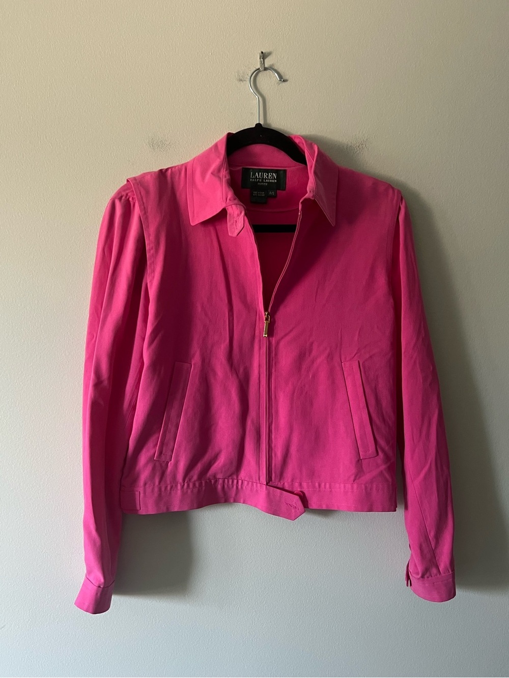 Lauren Ralph Lauren Petite Pink 100% Silk Zip Jacket P/S Preppy Y2K Career